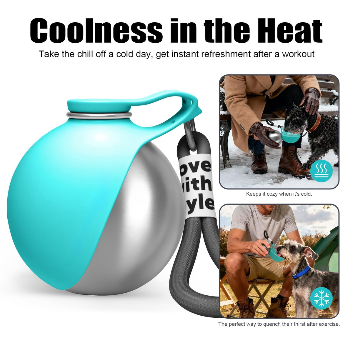 Portable Dog Water Bottle with Built-In Bowl | Leak-Proof Travel Bottle