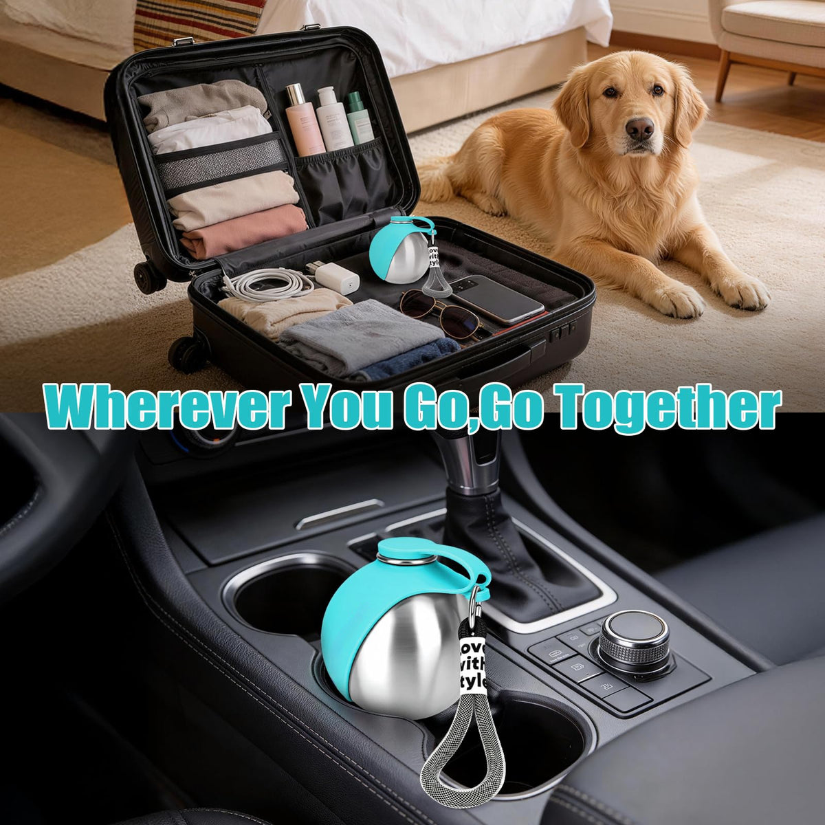 Portable Dog Water Bottle with Built-In Bowl | Leak-Proof Travel Bottle