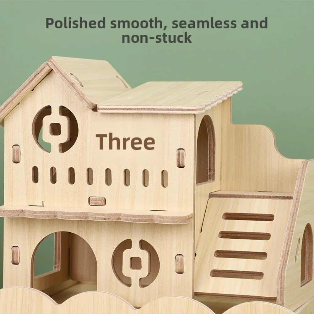 Wooden Hamster Villa: The Perfect Cozy Retreat and Climbing Playground for Your Pet