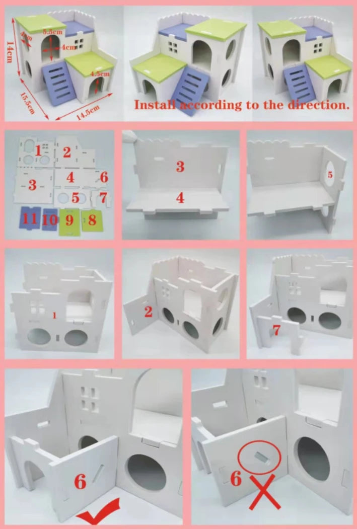 Hamster Wooden Villa Nest - A Cozy Retreat for Your Furry Friends