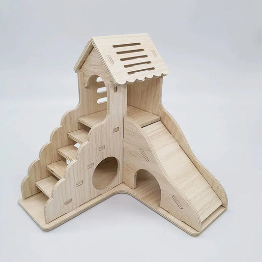 Hamster Wooden Villa Nest - A Cozy Retreat for Your Furry Friends