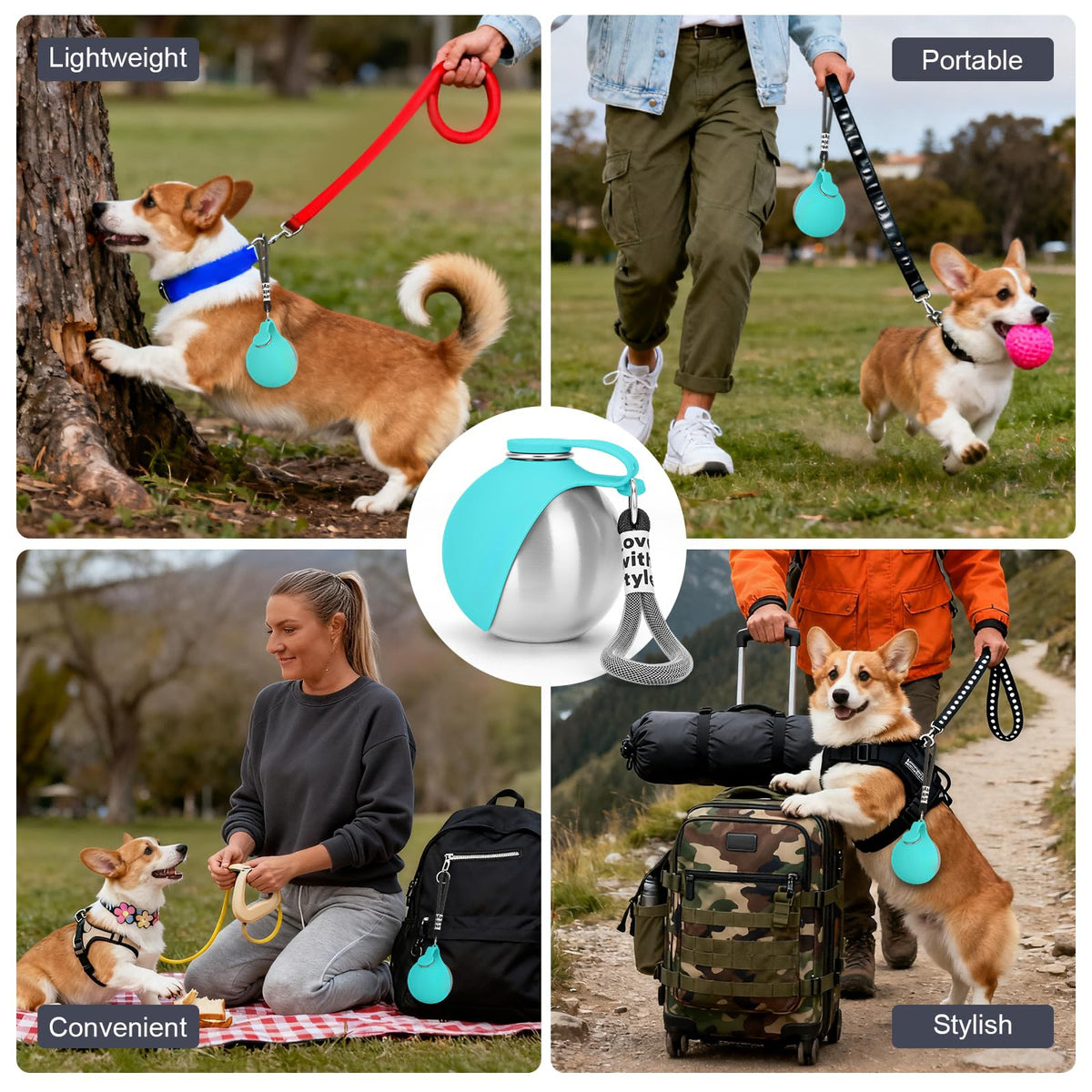 Portable Dog Water Bottle with Built-In Bowl | Leak-Proof Travel Bottle