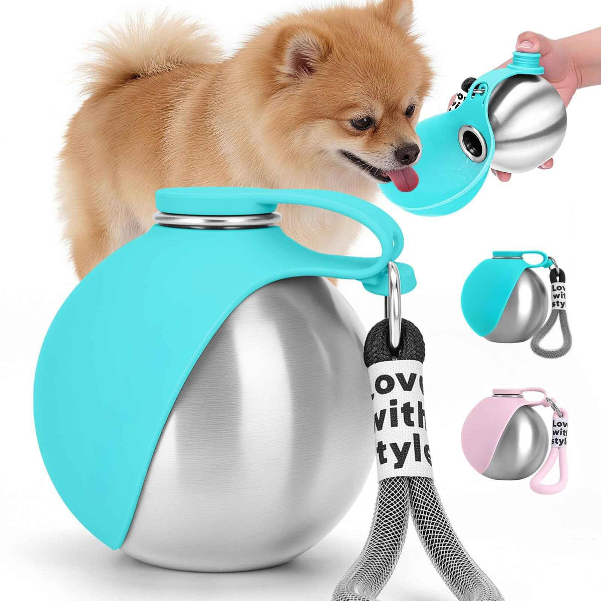 Portable Dog Water Bottle with Built-In Bowl | Leak-Proof Travel Bottle