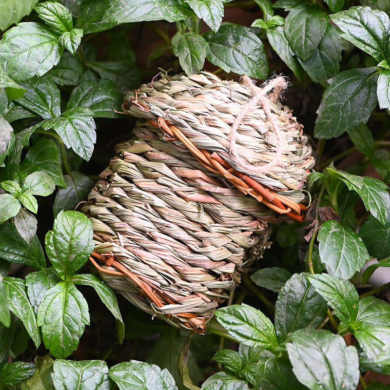 Creative Hand-Woven Straw Bird Cage - Unique Straw Birds Nest Handicraft - Johns Pet Store