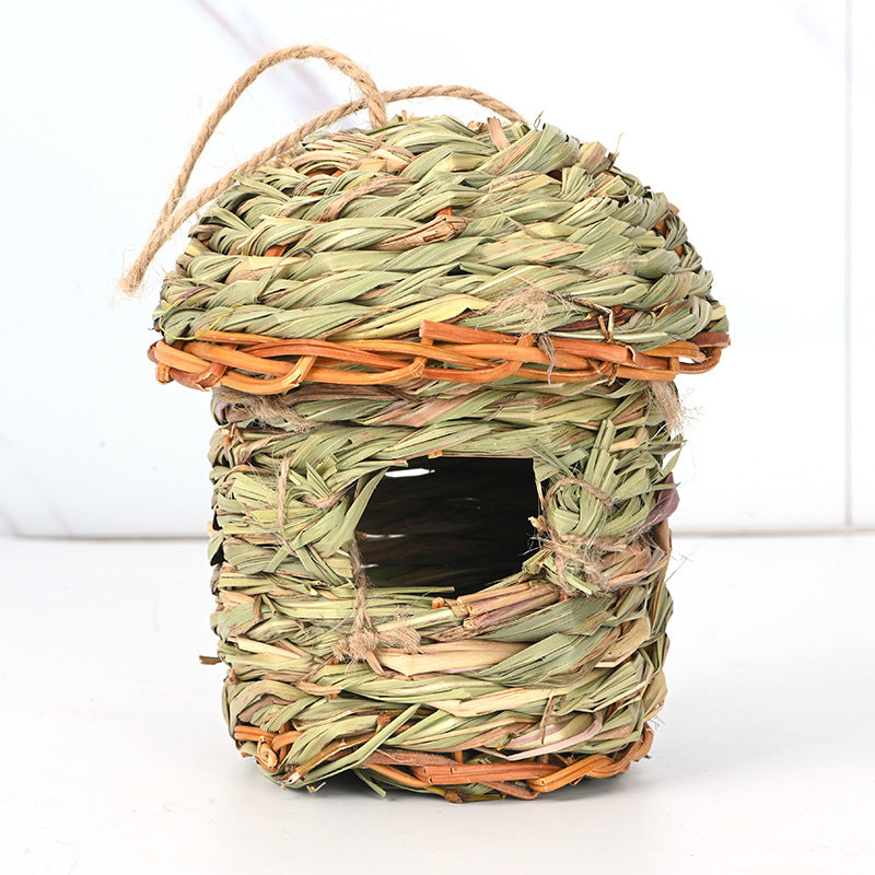 Creative Hand-Woven Straw Bird Cage - Unique Straw Birds Nest Handicraft - Johns Pet Store