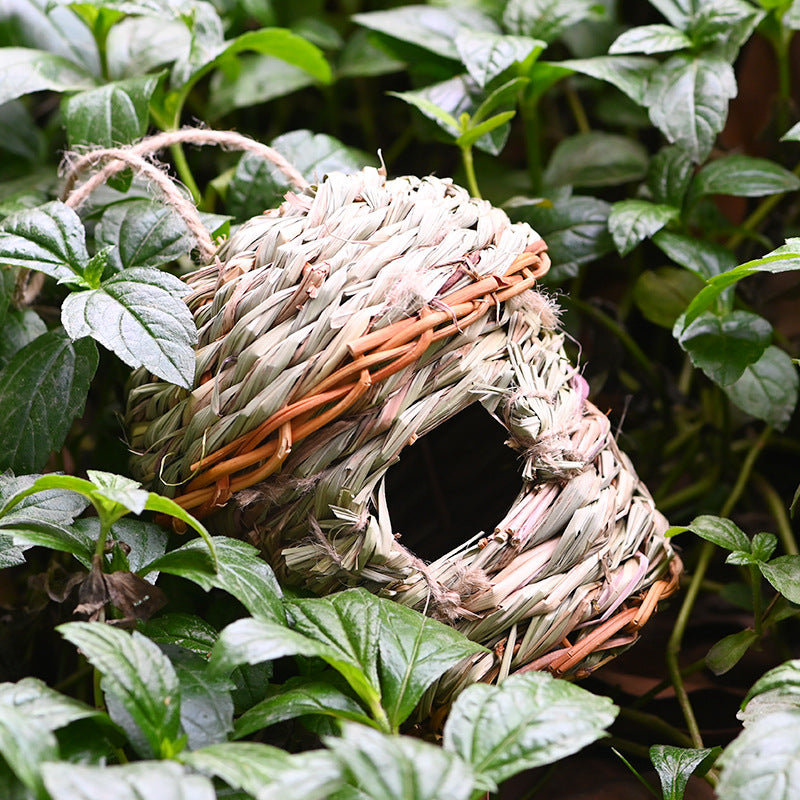 Creative Hand-Woven Straw Bird Cage - Unique Straw Birds Nest Handicraft - Johns Pet Store