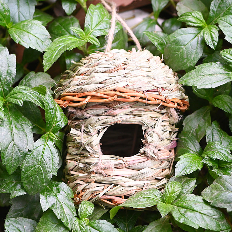 Creative Hand-Woven Straw Bird Cage - Unique Straw Birds Nest Handicraft - Johns Pet Store