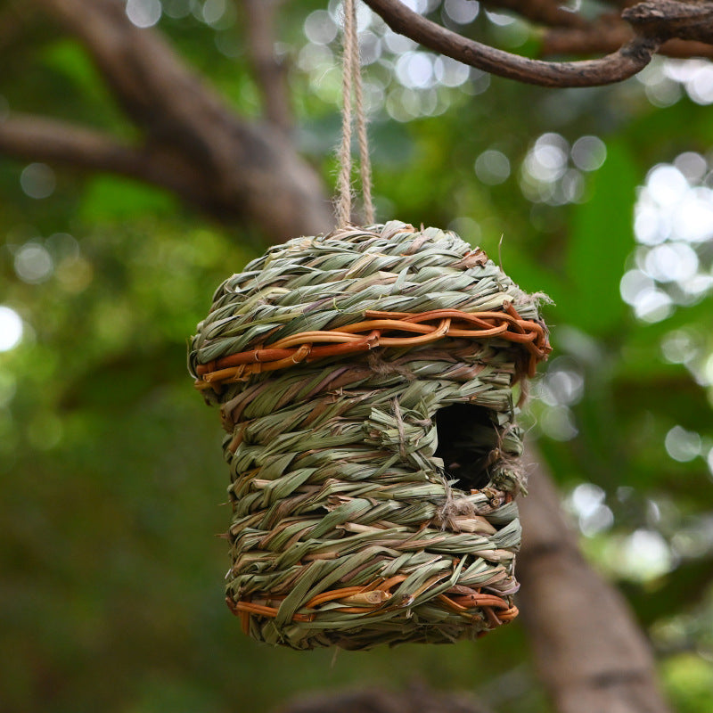 Creative Hand-Woven Straw Bird Cage - Unique Straw Birds Nest Handicraft - Johns Pet Store
