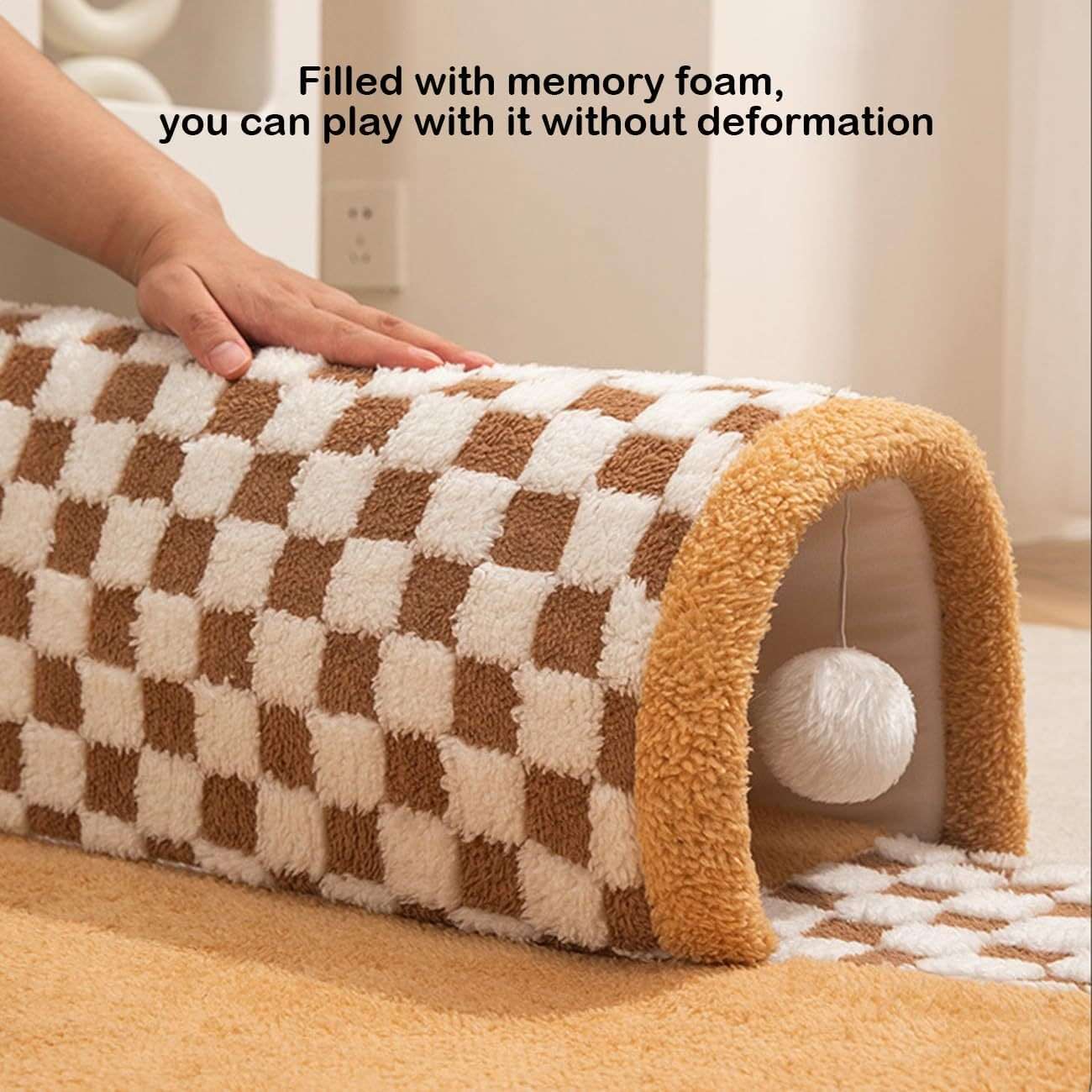 2 In 1 Dog Cat Bed Tunnel Plush Plaid For Pets - Cozy Secure Sleep And Playful Retreat - Johns Pet Store