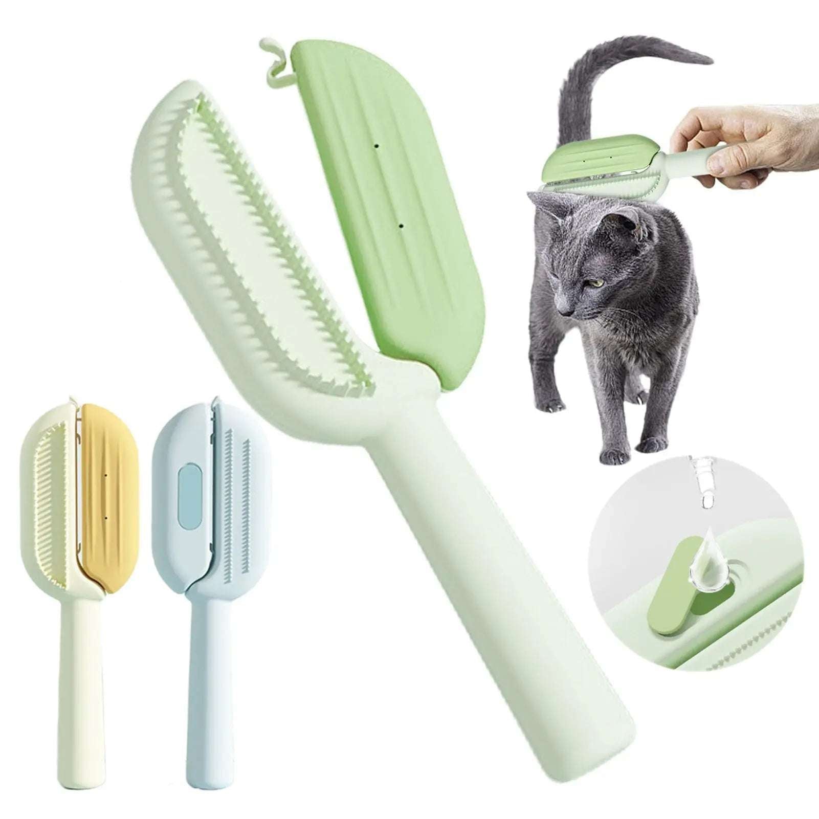 3 In 1 Self Cleaning Massage Combs For Cats - Wetting, Detangling And Hydration Grooming Tool - Johns Pet Store
