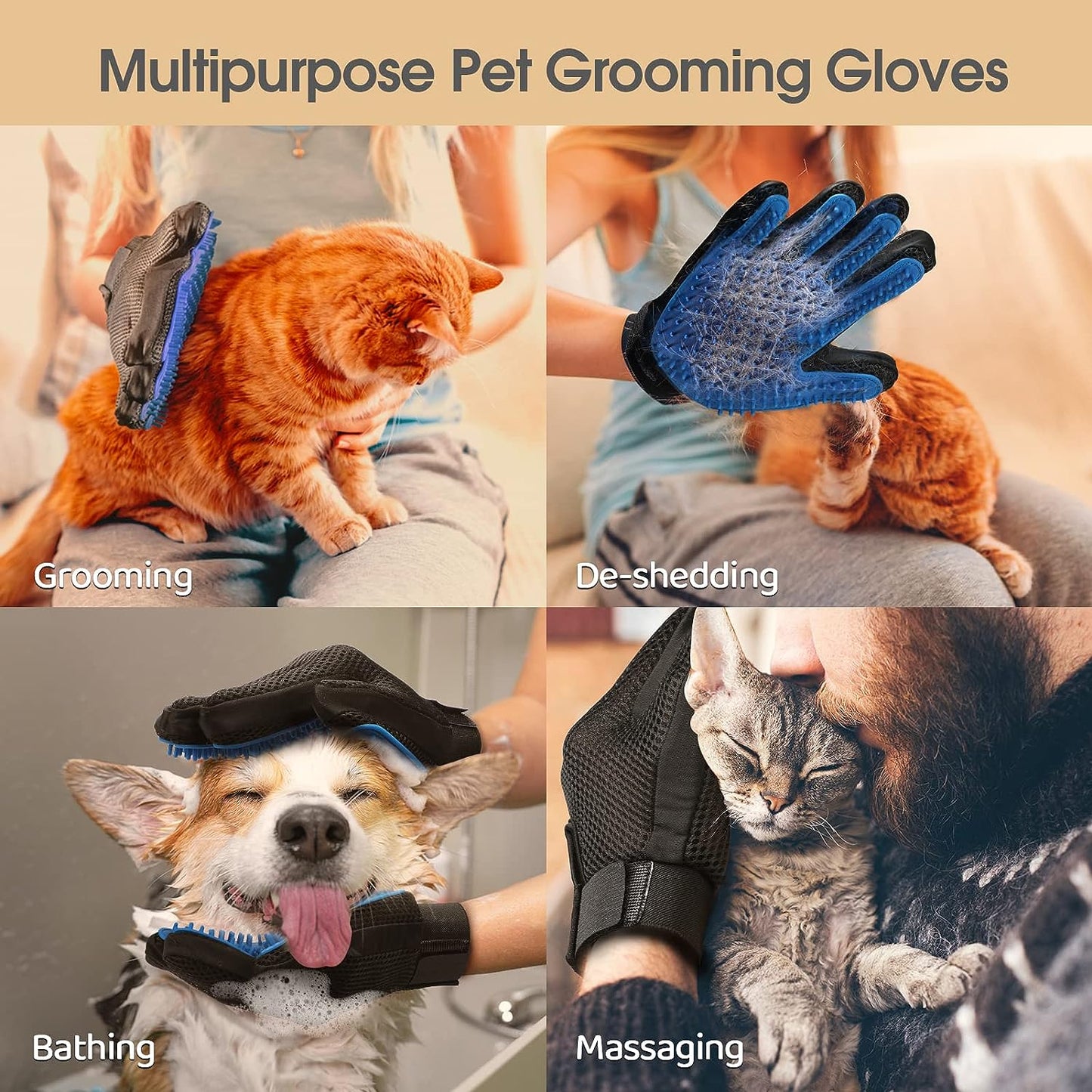 Clovertail™ Pet Grooming Gloves