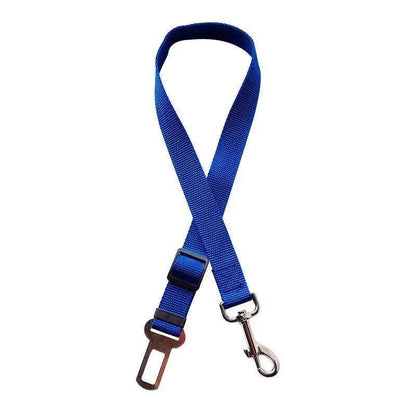 Adjustable blue pet cat dog car seat belt with metal buckle and swivel snap for safe travel