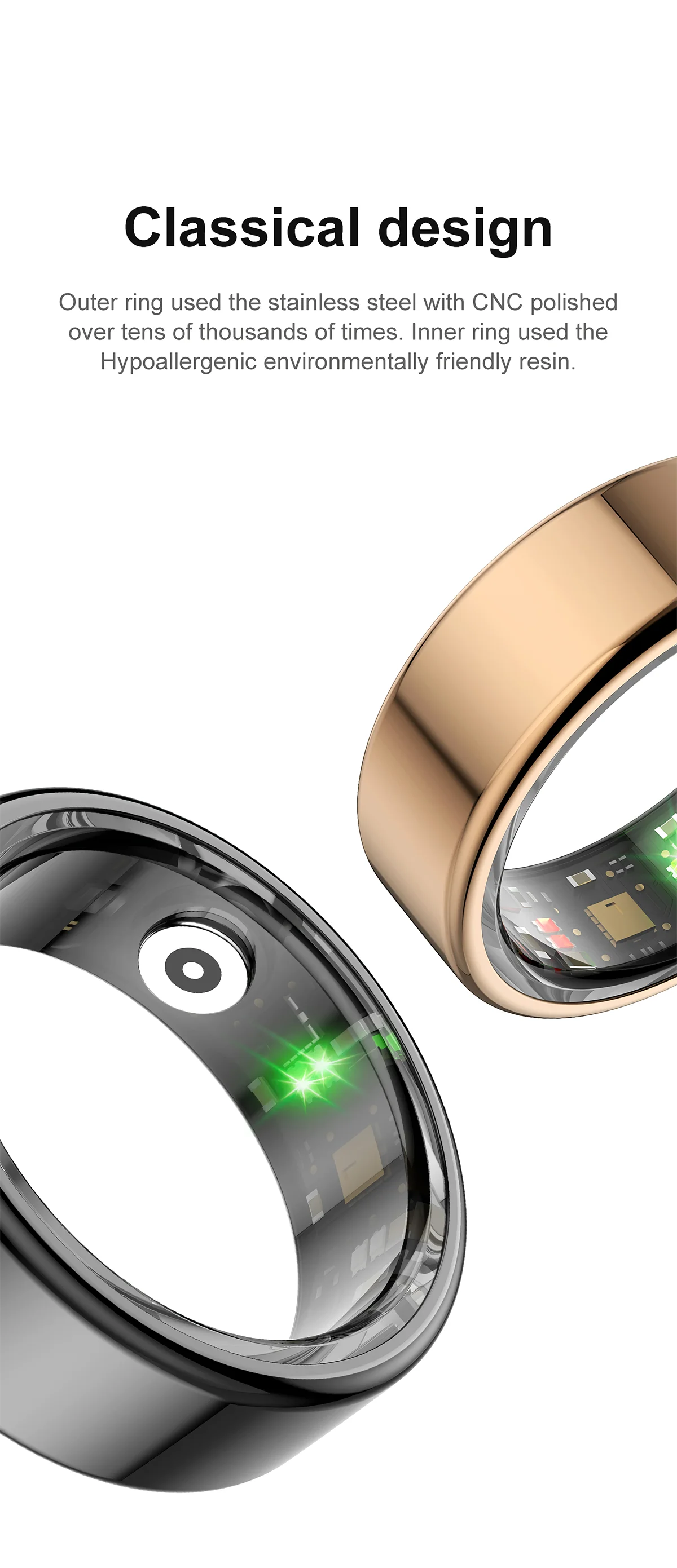Smart Health Ring – Blood Pressure, Sleep & Activity Tracker (Waterproof)