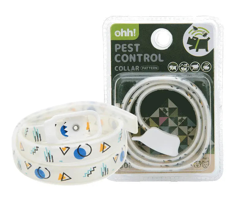 Insect repellent collar for dogs and cats with anti-flea and anti-lice medication, soft plastic, patterned design