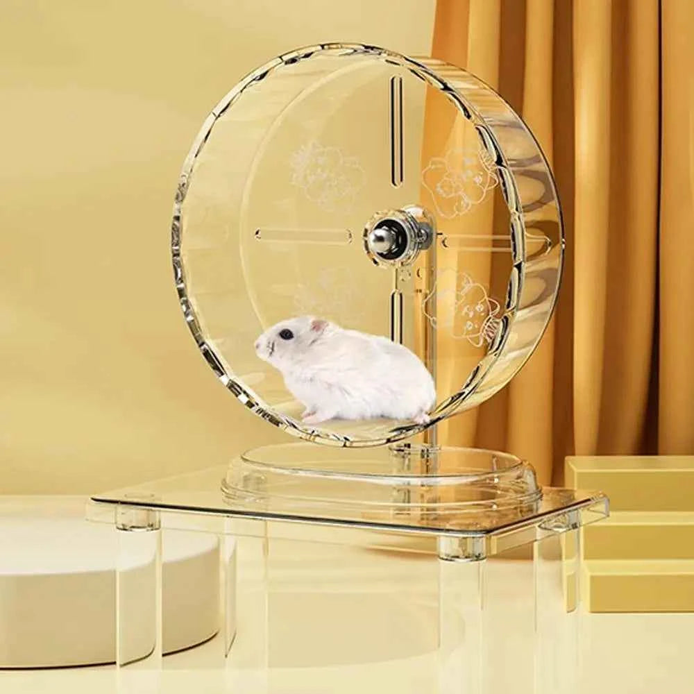 Hamster Running Wheel - Quiet Exercise Transparent Toy, Easy to Clean and Disassemble Pet Accessory - Johns Pet Store