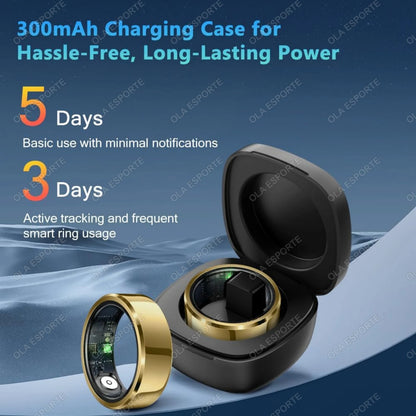 Smart Ring Blood Pressure Heart Rate Sleep Monitoring Smartring IP68 & 5ATM Waterproof Multi-sport Mode Smartring Man Women