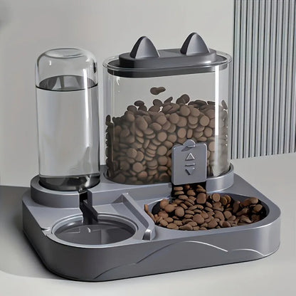 2-in-1 Cat Automatic Feeder Water Dispenser Gravity Pet Food Bowl Wet Dry Separation Storage for Cats Small Dogs Home&Travel