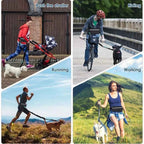Hands-Free Dog Leash with Reflective Waist Bag | Elastic Retractable Dog Traction Rope for Running & Walking