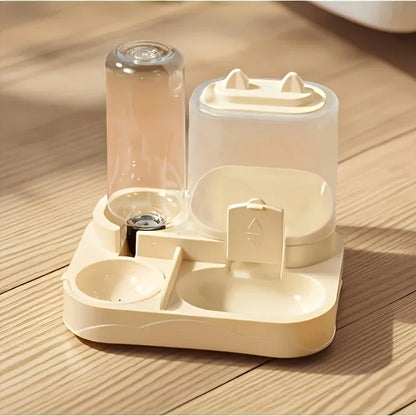 2-in-1 Cat Automatic Feeder Water Dispenser Gravity Pet Food Bowl Wet Dry Separation Storage for Cats Small Dogs Home&Travel
