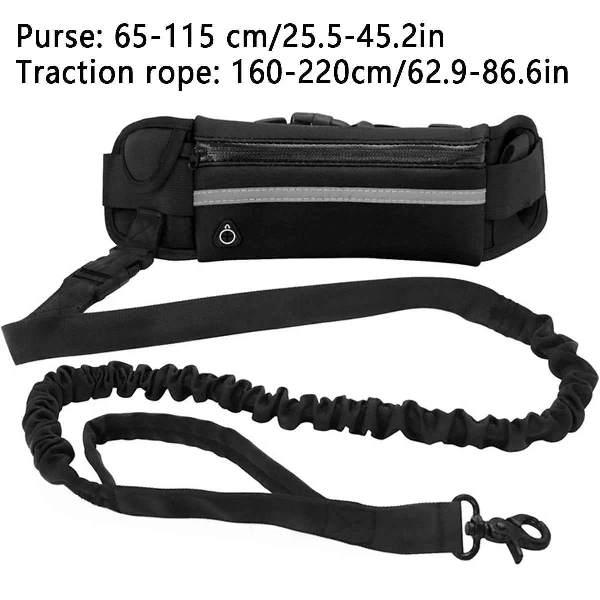 Hands-Free Dog Leash with Reflective Waist Bag | Elastic Retractable Dog Traction Rope for Running & Walking