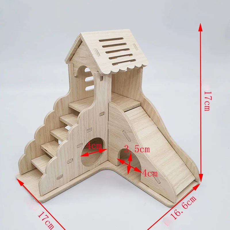 Hamster Wooden Villa Nest - A Cozy Retreat for Your Furry Friends