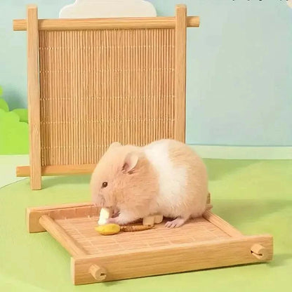Wear resistant bamboo mat for hamsters providing a cool, durable, eco-friendly resting surface for small pets