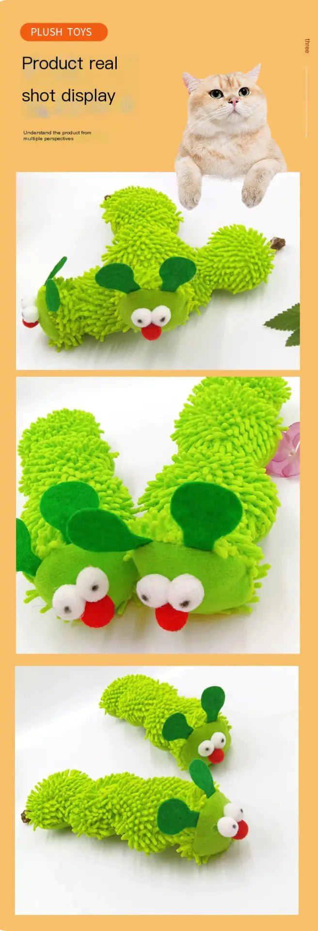 Anti Stress Cat/Dog Plush Caterpillar Toy For Calm Playful Family Pets. - Johns Pet Store