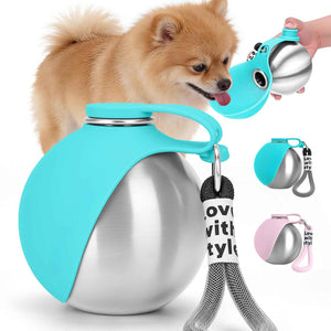 Portable Dog Water Bottle with Built-In Bowl | Leak-Proof Travel Bottle