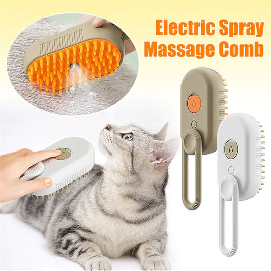 Cat And Dog Steam Cleaning Massaging Hair Removal Brush 3 In 1 Electric Spray Pet Grooming Comb - 3 In 1 - Johns Pet Store