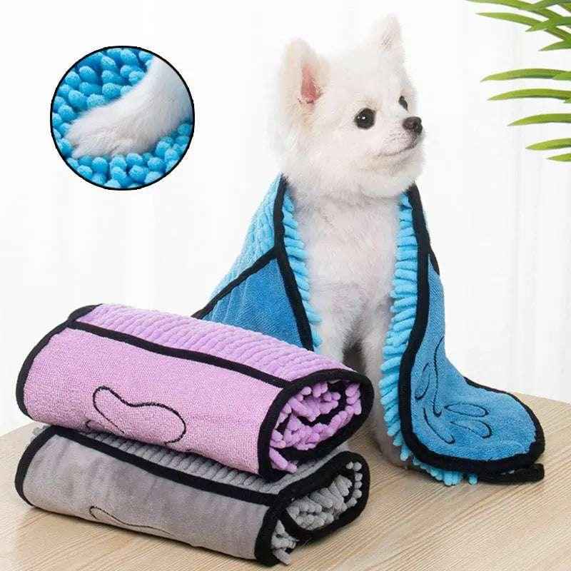 Soft Bath Towels for Pets - Quick Dry Microfiber with Dual Pockets - Johns Pet Store