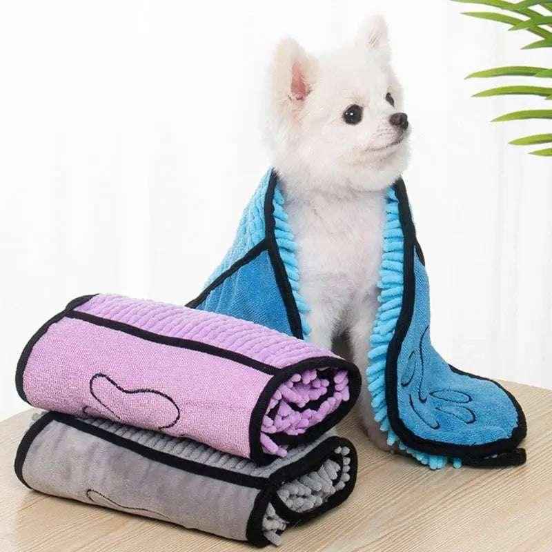 Soft Bath Towels for Pets - Quick Dry Microfiber with Dual Pockets - Johns Pet Store