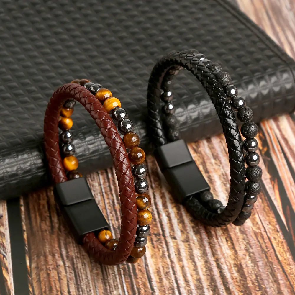 Jewellery. Handmade Tiger Eye Natural Stone Magnetic Bracelet With Contemporary Design And Versatile Style - Johns Pet Store