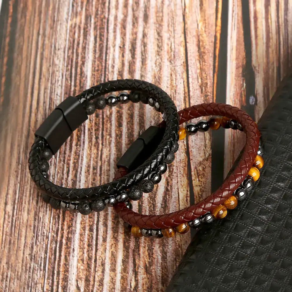 Jewellery. Handmade Tiger Eye Natural Stone Magnetic Bracelet With Contemporary Design And Versatile Style - Johns Pet Store
