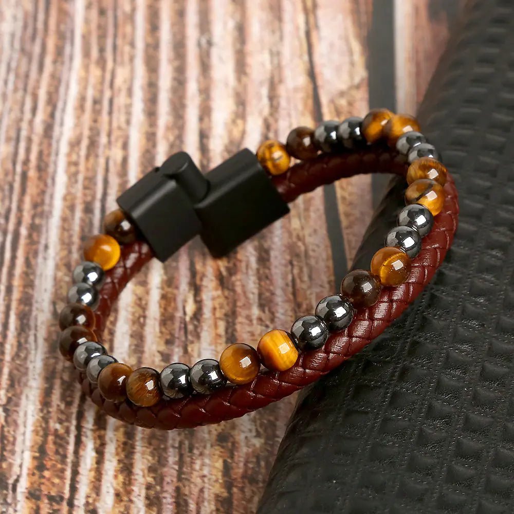 Jewellery. Handmade Tiger Eye Natural Stone Magnetic Bracelet With Contemporary Design And Versatile Style - Johns Pet Store