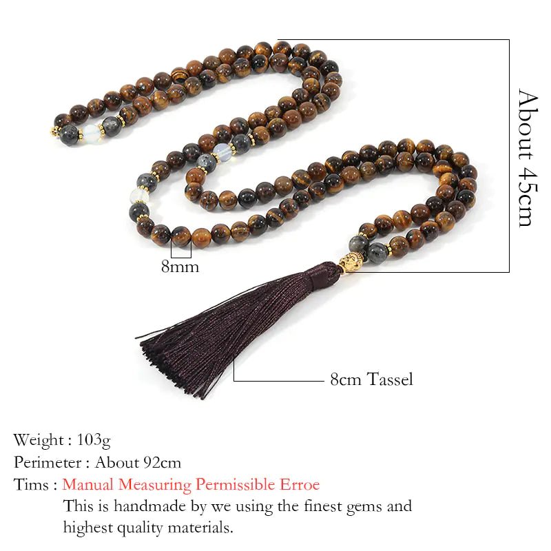 Unisex Sandalwood Tiger Eye Necklace 108 Beads Golden Light Sparkle - Johns Pet Store