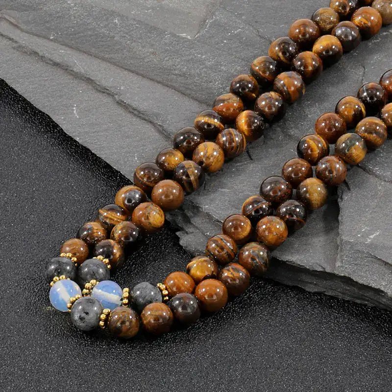 Unisex Sandalwood Tiger Eye Necklace 108 Beads Golden Light Sparkle - Johns Pet Store