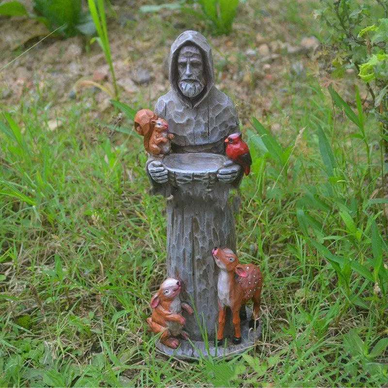 Durable Plastic St. Francis Bird Feeder Garden Statue - Outdoor Decor - Johns Pet Store