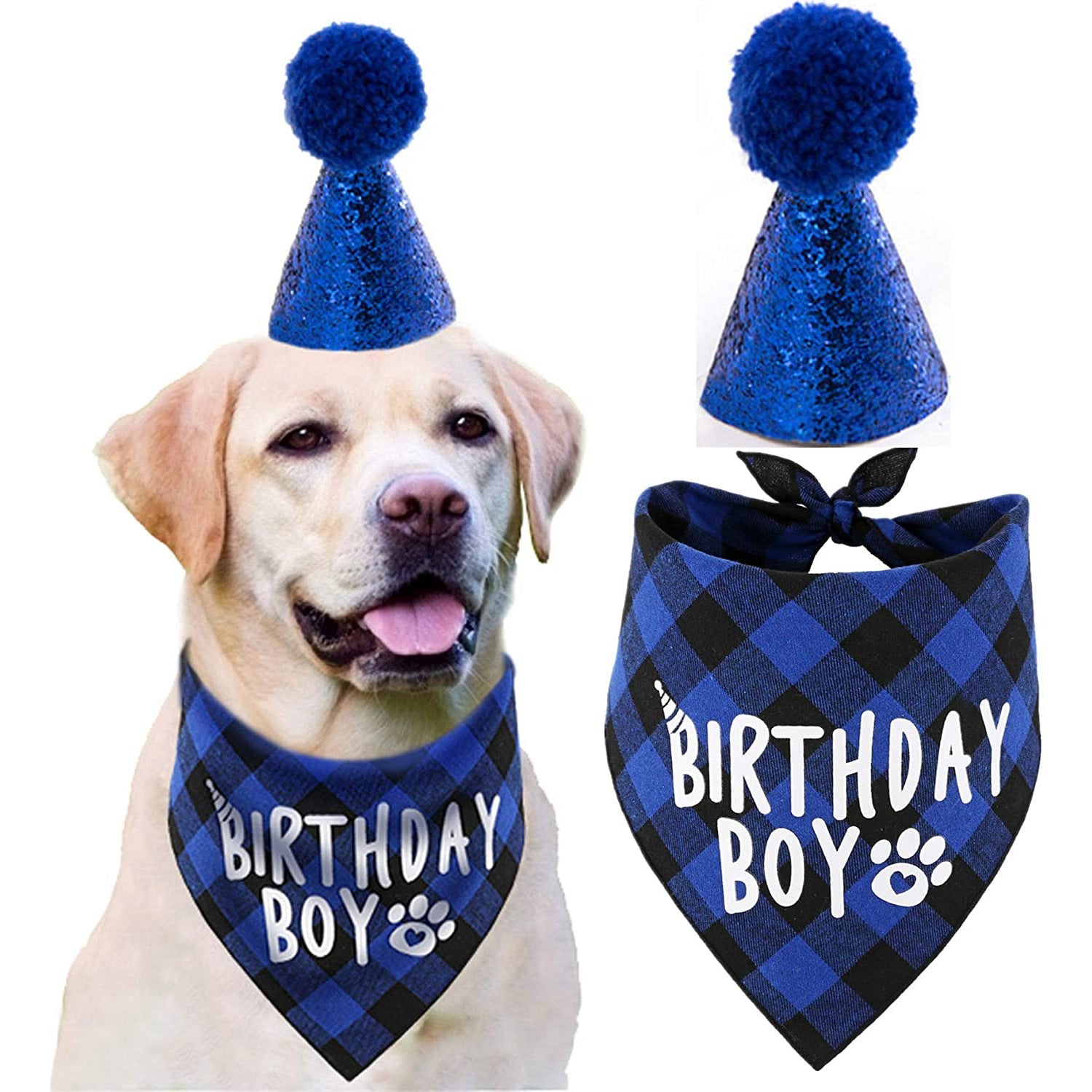 Pet Birthday Hat Set With Adorable Triangle Scarf Decoration - Johns Pet Store