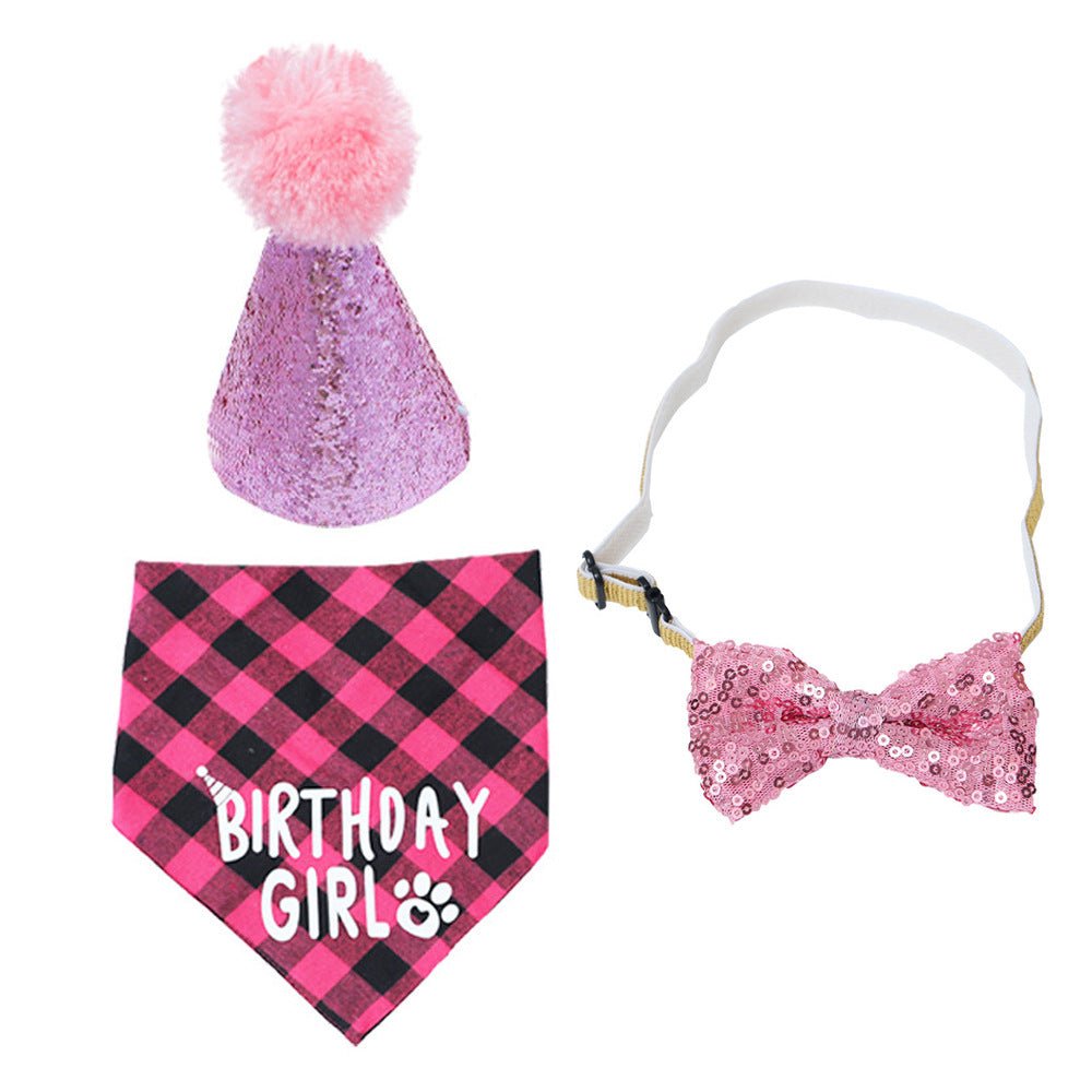 Pet Birthday Hat Set With Adorable Triangle Scarf Decoration - Johns Pet Store