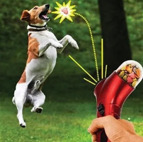 Pet Treat Launcher Catapult Feeder - Portable Hands Free Treat Launcher With Wrist Strap - Johns Pet Store