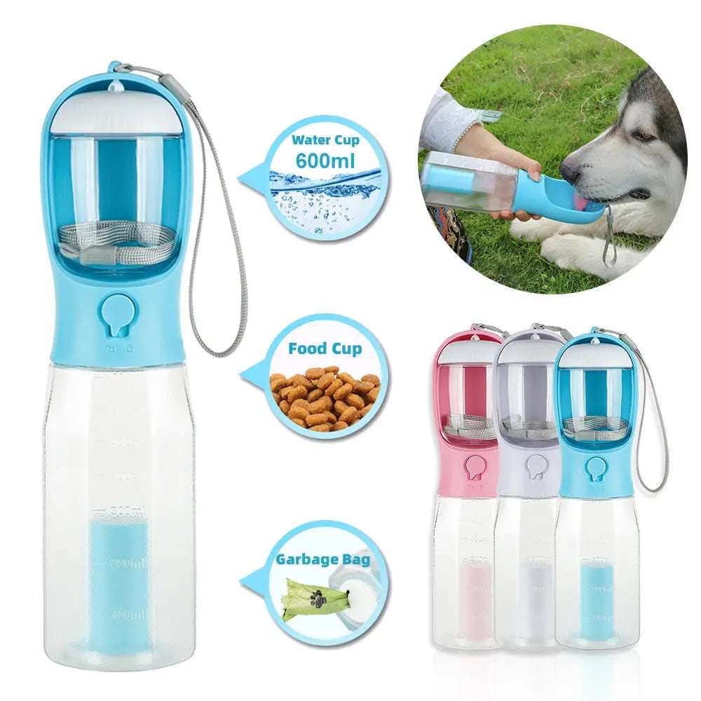 3-In-1 Portable Pet Water Bottle with Automatic Dispenser - Johns Pet Store