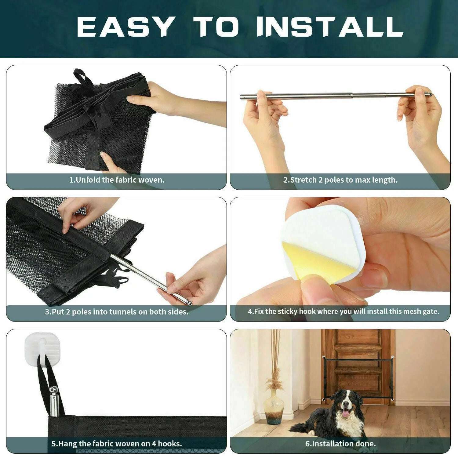 Portable Mesh Gate For Doorways And Stairs, Pressure Mounted - Johns Pet Store