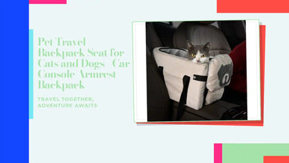 Pet Travel Backpack Seat for Cats and Dogs - Car Console Armrest Backpack by@Outfy