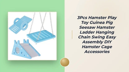 3Pcs Hamster Play Toy Guinea Pig Seesaw Hamster Ladder Hanging Chain Swing Easy Assembly DIY Hamster Cage Accessories by@Outfy