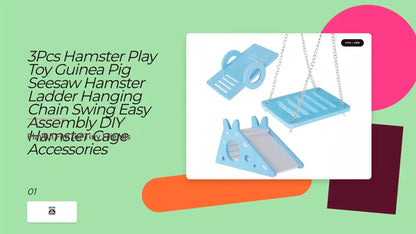 3Pcs Hamster Play Toy Guinea Pig Seesaw Hamster Ladder Hanging Chain Swing Easy Assembly DIY Hamster Cage Accessories by@Outfy