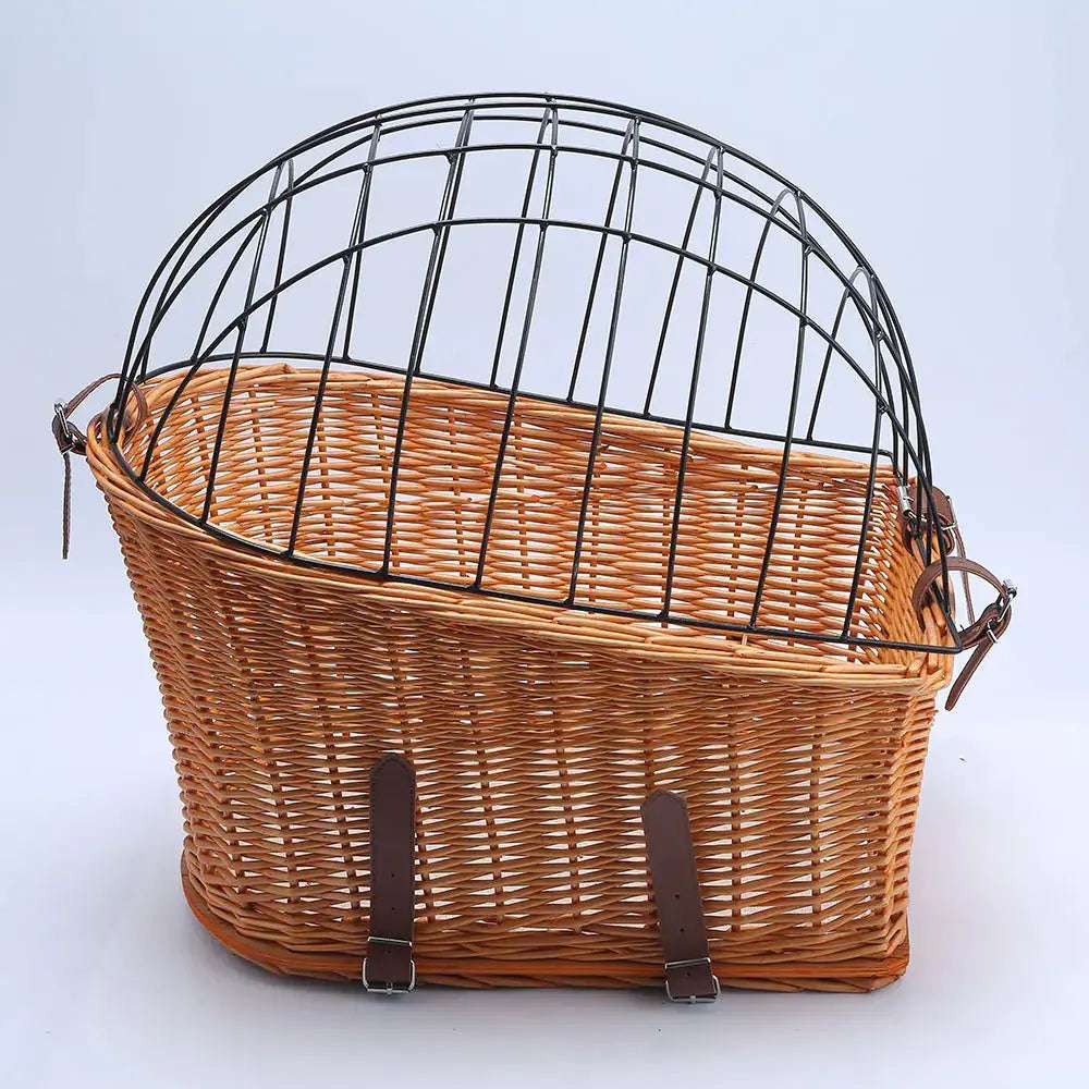 Rattan Bicycle Rear Basket For Pets - Durable Pet Carrier Bike Basket For Comfortable Rides - Johns Pet Store