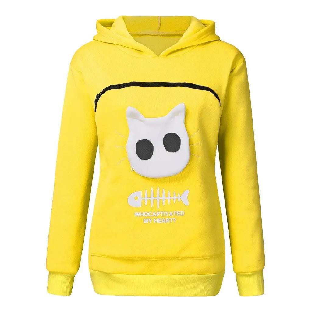 Women Hoodie Sweatshirt Cat Pocket Cozy Casual Wear For Pet Lovers - Johns Pet Store
